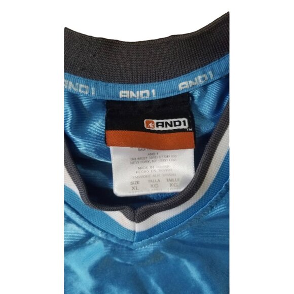 Andi Sleeveless Basketball Jersey Tank Mens Sz XL Blue and Grey Sports Shirt - Picture 3 of 6